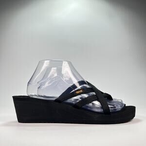 Teva Mush Mandalyn Wedge Ola 2 Black Flip Flop Sandals 1000099 Women's Size 9